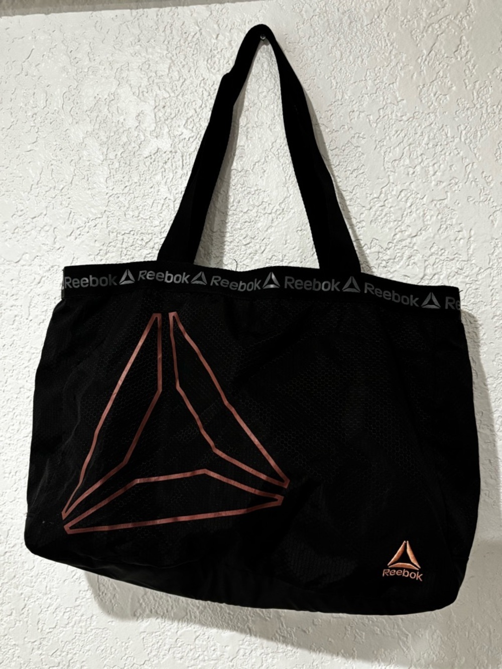 Reebok Black Tote with Rose Gold Logo Accents